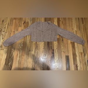 Beige Cropped Long sleeve Shirt.